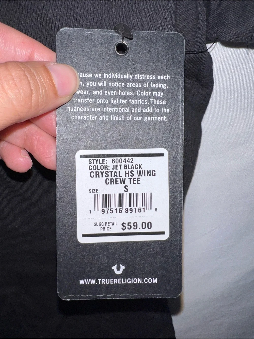 True Religion Black Tee with Pink Accent Logo - Short Sleeve